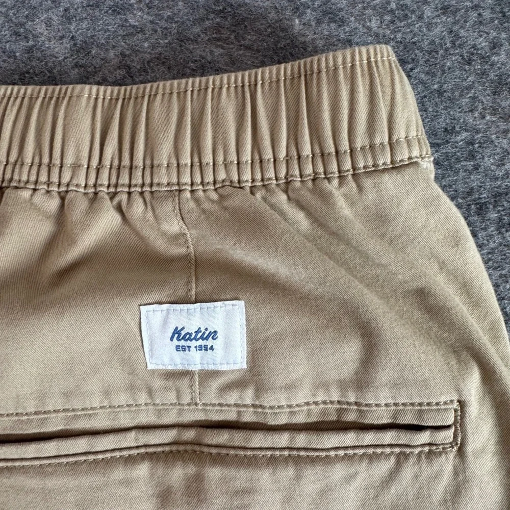 Katin XL 7in Khaki Tan Elastic Drawstring Cotton Men's Shorts